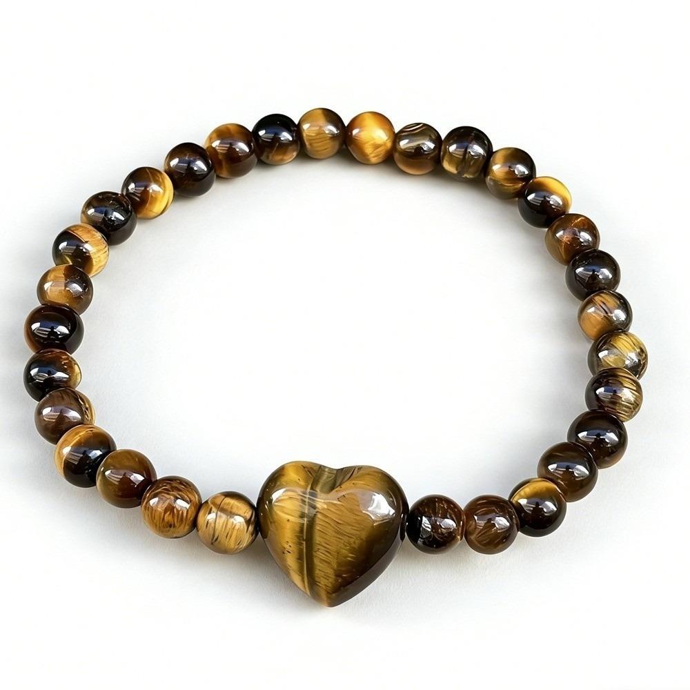 Natural Stone Beaded Bracelet Heart Couple Bracelet Elegant Strand Bracelets Women Lovers