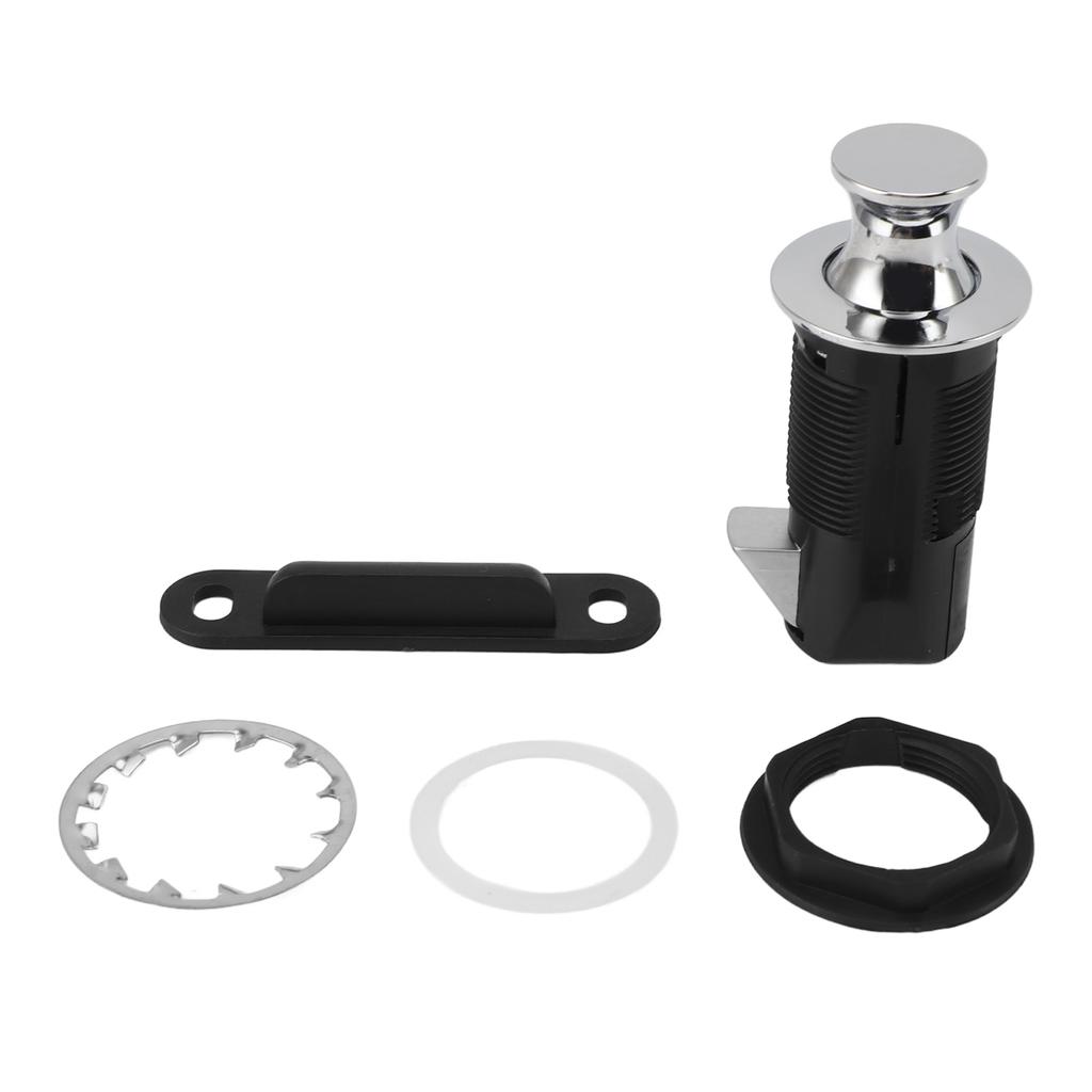 Cabinet Lock Zinc Alloy ABS Secure Round Embedded Push to Open Lock for File Drawer Cupboard Mailbox RV Furniture Chrome