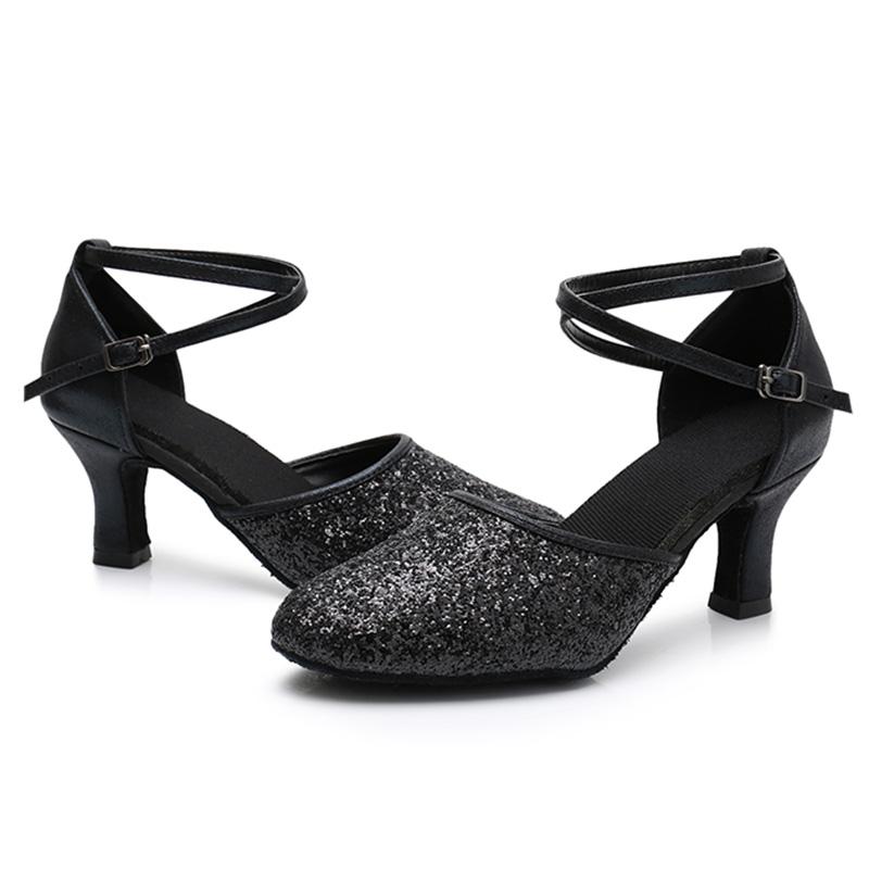 Женская обувь для современного танца, обувь для бальных танцев на каблуке, вечерние танцевальные туфли с блестками, 5 см