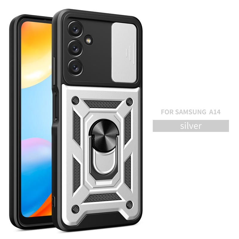 Чехол-броня для телефона Samsung Galaxy A14 A24 A34 A54 5G 4G с защитой камеры-слайдером, противоударный, с магнитным кольцом-держателем