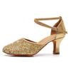 Женская обувь для современного танца, обувь для бальных танцев на каблуке, вечерние танцевальные туфли с блестками, 5 см