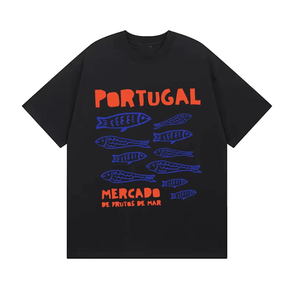 Portugal Sardines Tinned Fish Funny Meme T Shirt Men Women Vintage Harajuku Oversized T-shirts Casual Male Short Sleeve T-shirts