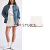 Spring New Women's Clothing Preppy Style Contrast Color Trim Small Pleated Mid-Waist Mini Skirt 5427408