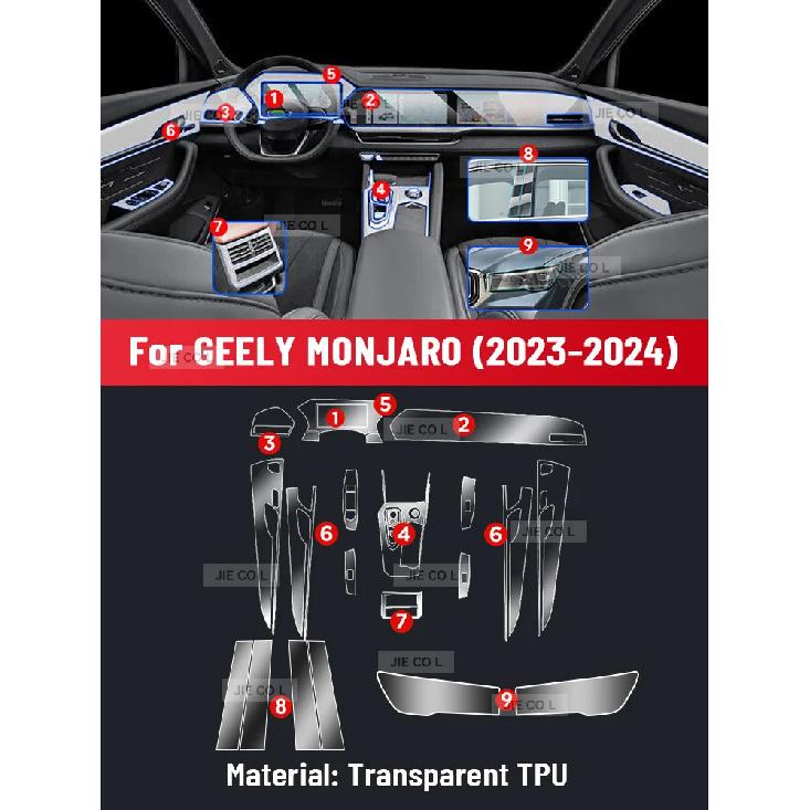 Auto Central Control Screen TPU Navigation Anti Scratch interior Protection Film GPS Navigation For GEELY MONJARO 2024