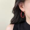 Круглые серьги-кольца с масляной живописью бордового цвета - Элегантный, Универсальный, Легкий Люксовый Аксессуар