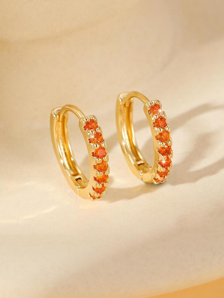 Серьги-кольца из меди с инкрустацией цирконами - Женские классические, универсальные, стильные каффы