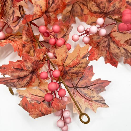 Artificial Maple Leaf Garland 5.7 Ft Reusable Autumn Leaves Garland with Faux Berries