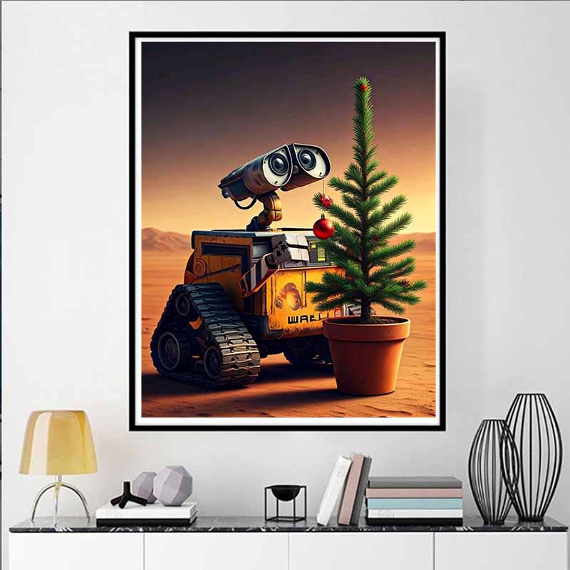Disney Diamond Painting WALL E Christmas themed Illustration Cute Cartoon Cross Stitch Complete Set 5D DIY Home Decoration