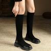 Женские осенне-зимние новые длинные сапоги на толстой подошве, эластичные сапоги-рыцари, ретро-бархатные сапоги на толстом каблуке, высокие сапоги, тонкие сапоги женские