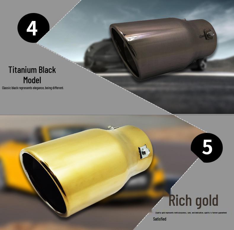 Stainless Steel Piano Black Exhaust Tailpipe for Prado, Reiz, Camry, RAV4, S6, and Civic.