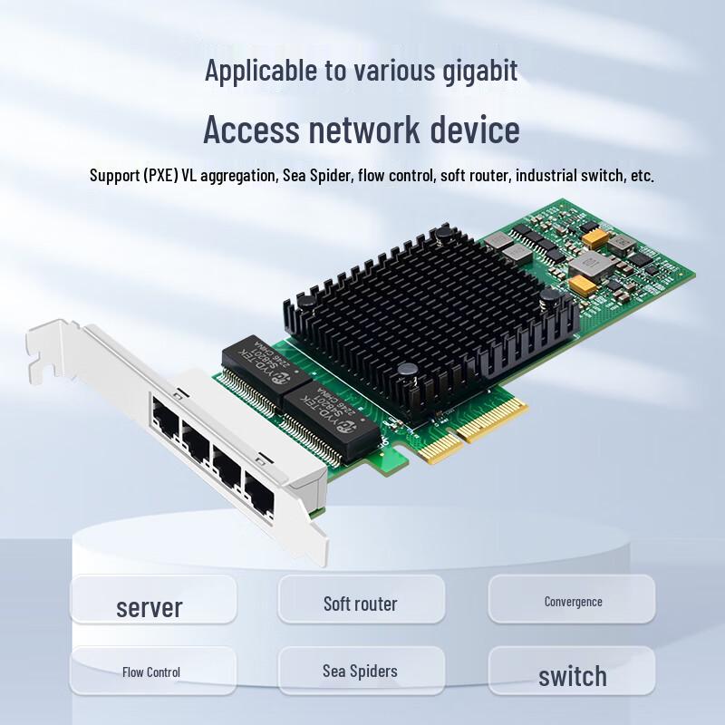EB-LINK Intel I350 Quad Port Gigabit PCIe Network Card