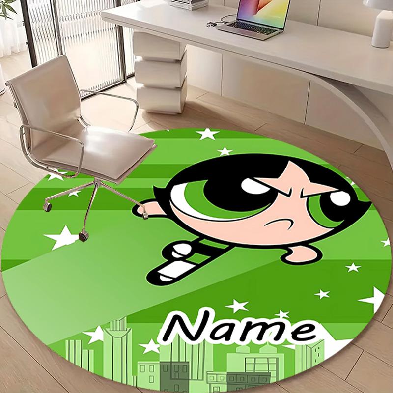 Personalized The Powerpuff Girls Round Chair Office Rug - Perfect for Mat, Office Chair & More - Ideal Gift for Birthdays and Holidays