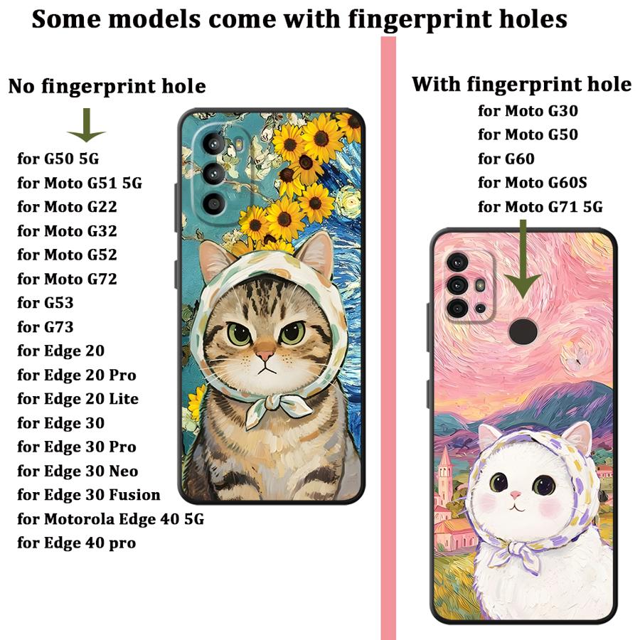 Мультяшный милый чехол-накладка для телефона с кошкой для Motorola Moto G22 Edge40 G51 G73 G60s G50 Edge 20 Pro 30 Lite G53 G30 G52 G32 G71