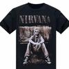 Футболка Nirvana с Куртом Кобейном Мужская Женская Топ Черный Хлопок Унисекс Все Размеры JJ4787