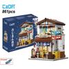 Каждый японский дом для сушиМагазин Bricks Светодиодный японский дом для паровых булочек Строительные блоки Летнее кафе Cada Игрушка Серия «Вид на улицу» Набор