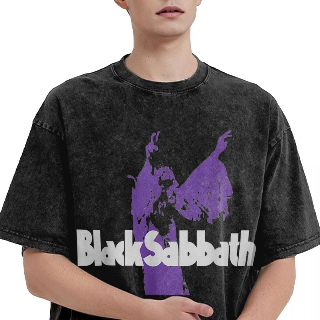 Футболка Black Sabbathes Music Purple, футболки большого размера из стираного хлопка, винтажные футболки для мужчин и женщин в уличном стиле, летние футболки