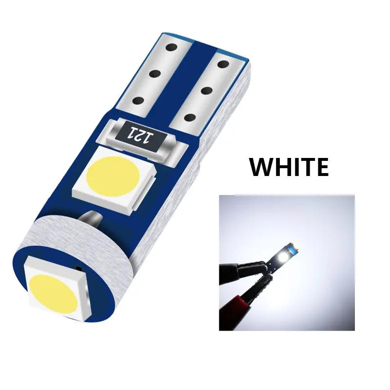 10 шт. T5 LED W3W 3SMD 3030 Клиновидная лампа-индикатор предупреждения на приборной панели, лампочки для приборов CANbus, внутреннее освещение автомобиля
