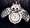 Retro Silver Owl Pocket Watch Necklace with Slide Cover - Nostalgic Cartoon Sweater Chain Pendant (Model 6105)