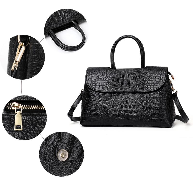 Женская сумка в стиле ретро из натуральной кожи с крокодиловым узором, большая вместительная сумка через плечо из коровьей кожи