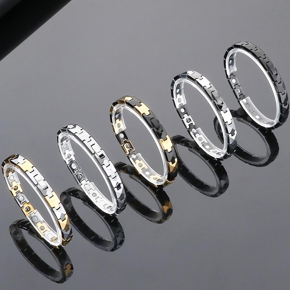 Мужской терапевтический германиевый магнитный браслет, вольфрамовая пулевая цепочка, регулируемый, с отрицательными ионами, для здоровья, не царапается