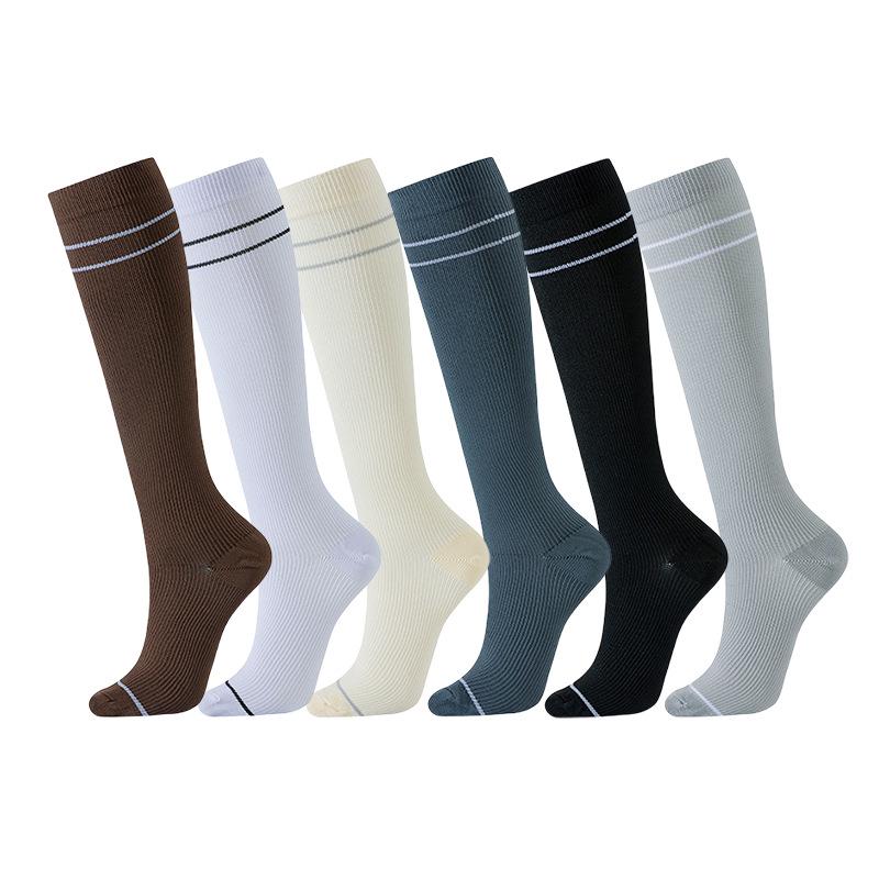 Осенние женские европейские и американские спортивные компрессионные гольфы до колена, высокоэластичные утягивающие гольфы для икр