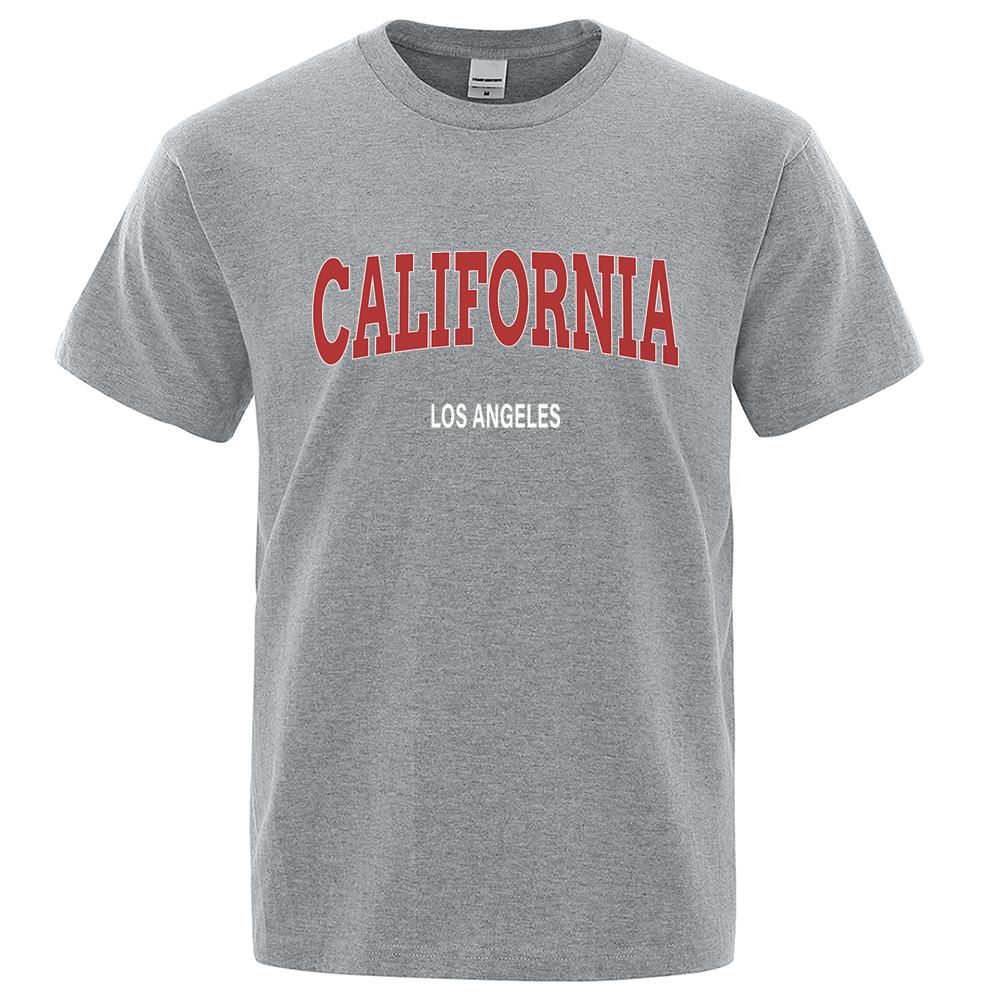 Футболки с графическим принтом «Лос-Анджелес, Калифорния, городские буквы», мужские, повседневные, дышащие, хлопковые, свободные, летние, большого размера