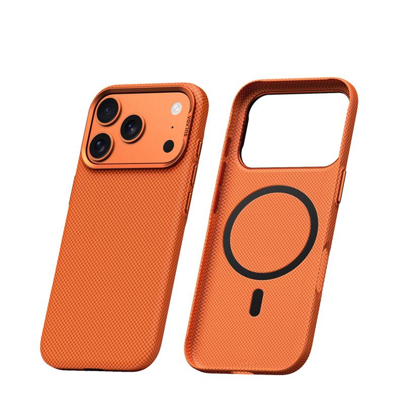 Plaid Texture Metal Lens For Magsafe Case For iPhone 17Pro 16Pro 17 17Pro Max Ultrathin Matte Shockproof Hard PC Cover