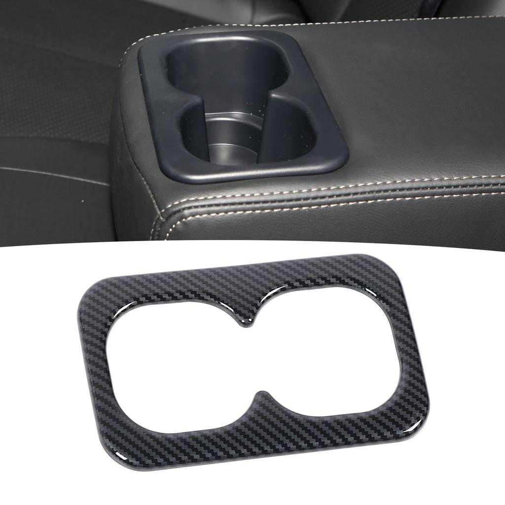 Накладка на подстаканник задней консоли, отделка из углеродного волокна, рамка панели подстаканника для воды на заднем сиденье
