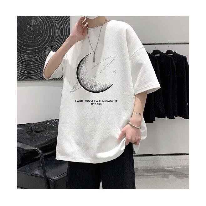 New Short-Sleeved T-shirt Men's Summer Korean Style Trendy Simple Half Sleeve Top Hong Kong Style Loose Casual Fashion Brand T-shirt