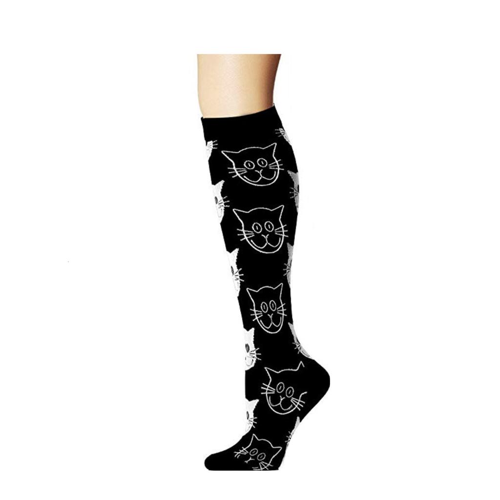 HYSAIXIA Compression Socks Funny Pattern Animals Sheep Monkey Music Cat Men Women Pressure Stockings Knee High Run Sport Socks