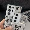 Черный блестящий глянцевый чехол для телефона с принтом бабочек для Samsung S25 S24 FE S23 Ultra A56 A36 A55 A16 A15 TPU PC Hybrid противоударный тонкий прозрачный бампер