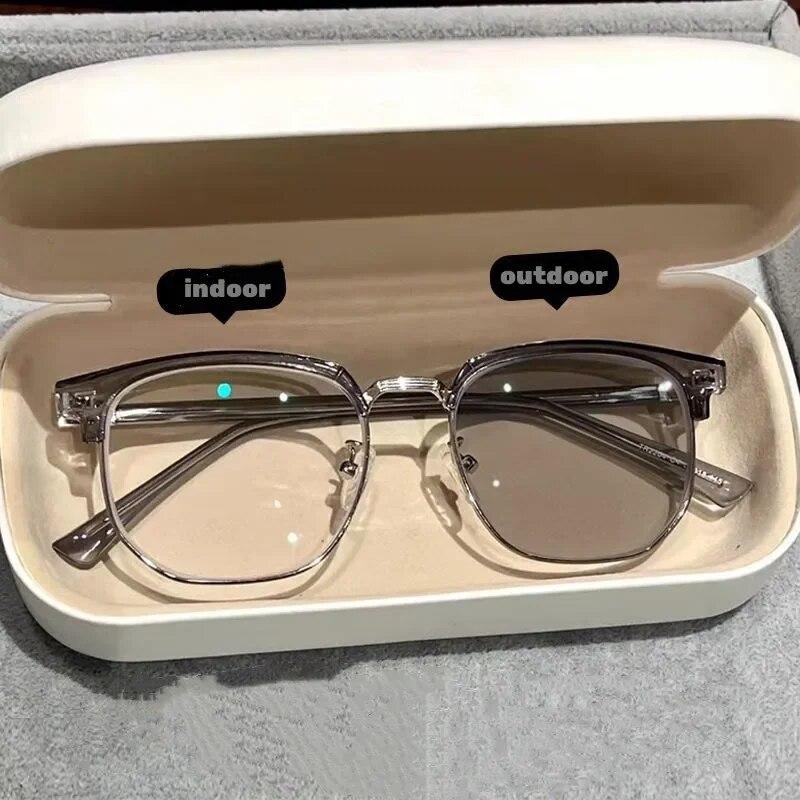 Модные фотохромные очки для мужчин и женщин, большие очки для близорукости, уличные изменяющие цвет очки для близорукости, диоптрии