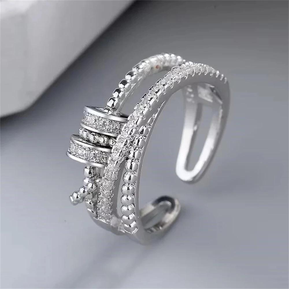 Кольцо против тревоги, вращающееся кольцо для женщин и мужчин, кольца для снятия стресса на палец, регулируемые кольца с бусинами