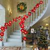 2M 10LED Christmas Garland Light Decoration Light Up Garland Artificial Poinsettia Flower Holiday Xmas Tree Wall Stair Hanging Wreath Ornament Pendant