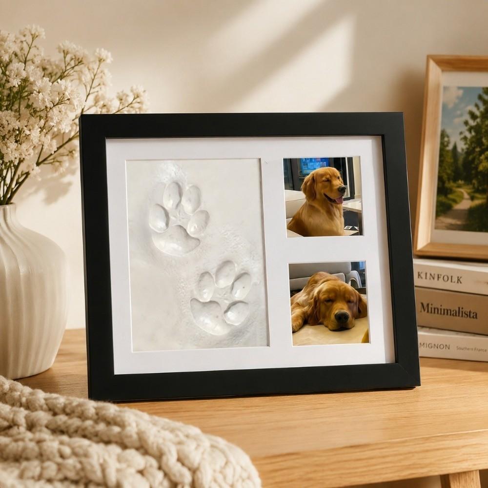 1 Set DIY Dog Paw Print Frame Wooden Frame Cat Paw Print Frame New Pet Paw Print Kit Frame  Dog Cat