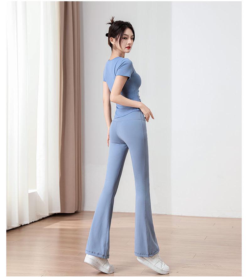Женский комплект для йоги и пилатеса с высокой талией 2025: Брюки клеш и тренировочный топ