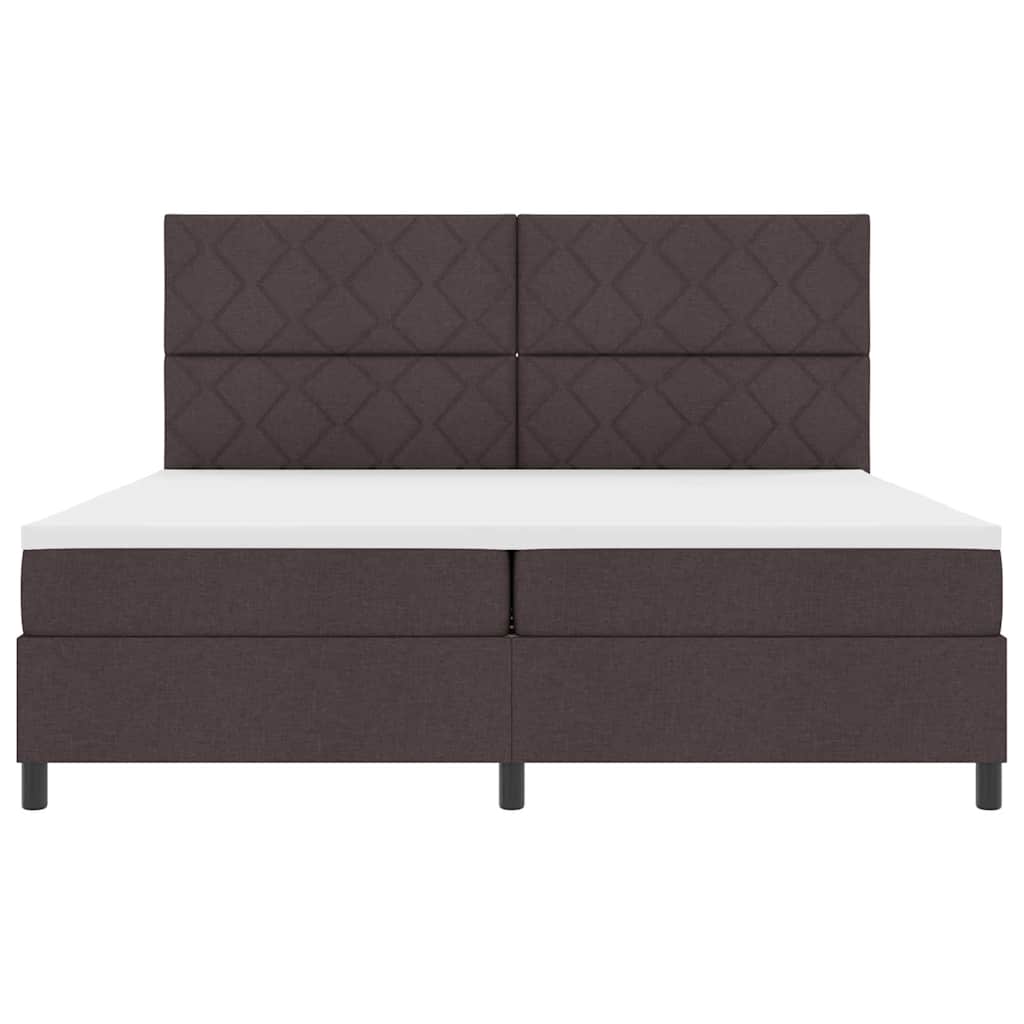 Box Spring Bed with Mattress Dark Brown 200 x 200 cm Fabric