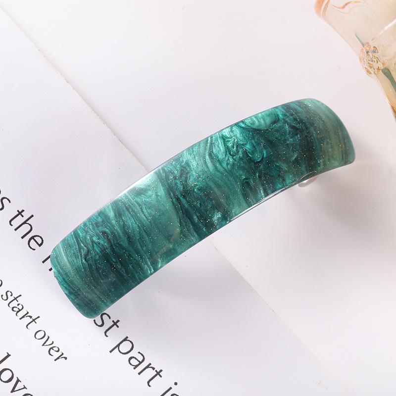 Korean Trendy Acetate Plaid Hair Clip - Colorful Curved Design for Bangs