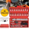 46PCS Combination Set Wrench Socket Spanner Durable Screwdriver Household Hardware Motorcycle Car Repair Tool Kits Accessories