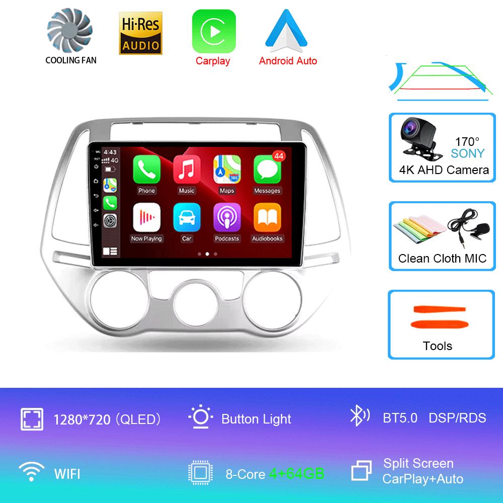 Автомобильный радиоприемник Android 14 Carplay Auto Multimedia Player для Hyundai I20 2010 2012 2013 2014 DSP Autoradio GPS Stereo 2din Head Unit