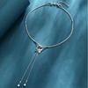 Exquisite Adjustable Butterfly Pearl Tassel Necklace For Women In Silver Titanium Steel