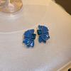 Элегантные полукруглые серьги-подвески в форме цветка для женщин, синие эмалевые квадратные стразы с масляной эмалью, серьги-подвески для вечеринки, модные ювелирные изделия в подарок