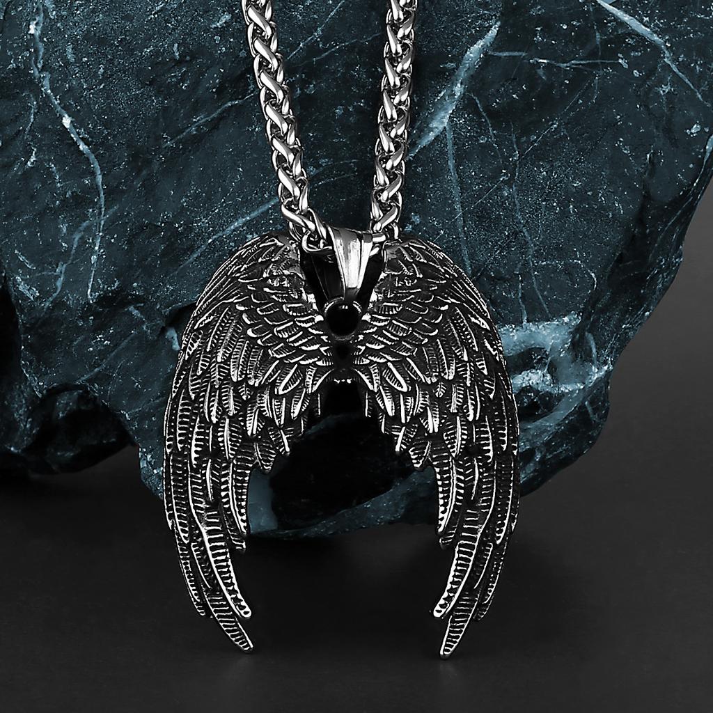 Hot-selling Retro Angel Wing Pendant European and American Mens Fashion Creative Pendant Necklace Accessories