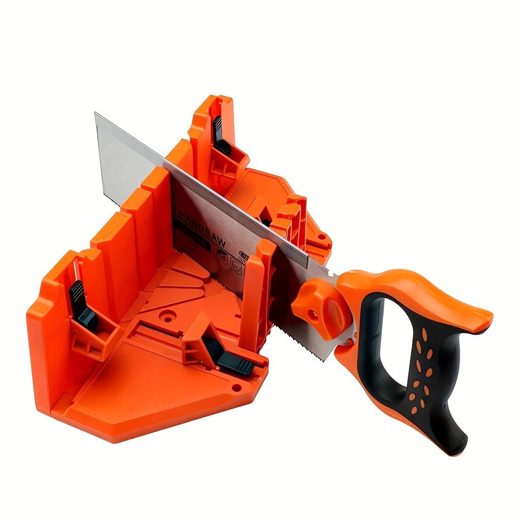 14-дюймовый пластиковый стусло и 12-дюймовая ручная пила, усиленная стальная задняя часть пилы для точной резки, предустановленные углы резки 90 градусов, 45 градусов, 22,5 градуса и 0 градусов