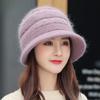 Autumn and Winter Knitted Hat for Middle-aged and Elderly Women with Velvet Earmuffs and Warm Basin Hat with Matching Colors
