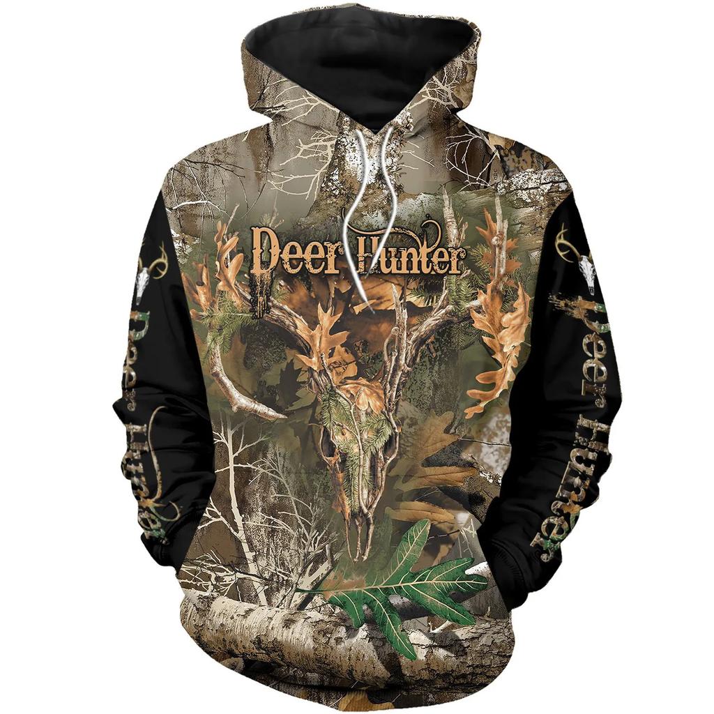 Boar Hunter Men's Hoodie Animal Hunting Camo Tattoo Pullover Harajuku Casual ELK Hunte Sweatshirts 3D Printed Oversized Clothing