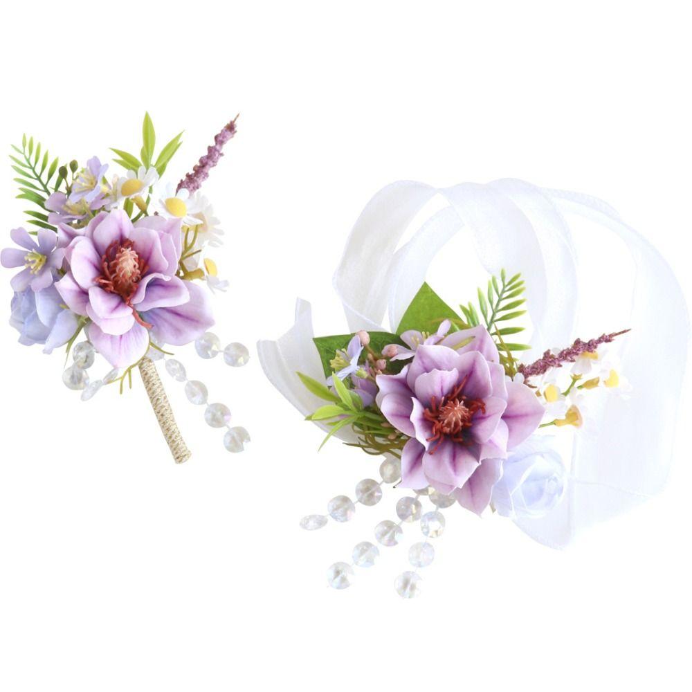 Artificial Flower Bridal Corsage Magnolia Wrist Corsage Wedding Accessories