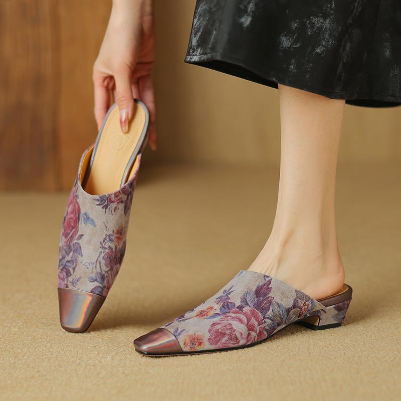 2024 New Fashion Muller Shoes High-Quality Sheep Suede Comfortable High Heel Slippers Simple Home Slippers Daily Casual Shoes