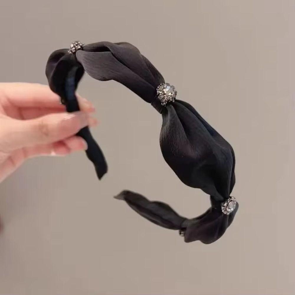 Diamond Encrusted Anti Slip Hairband Handmade Elegant Hair Clip Satin Hairband For Women