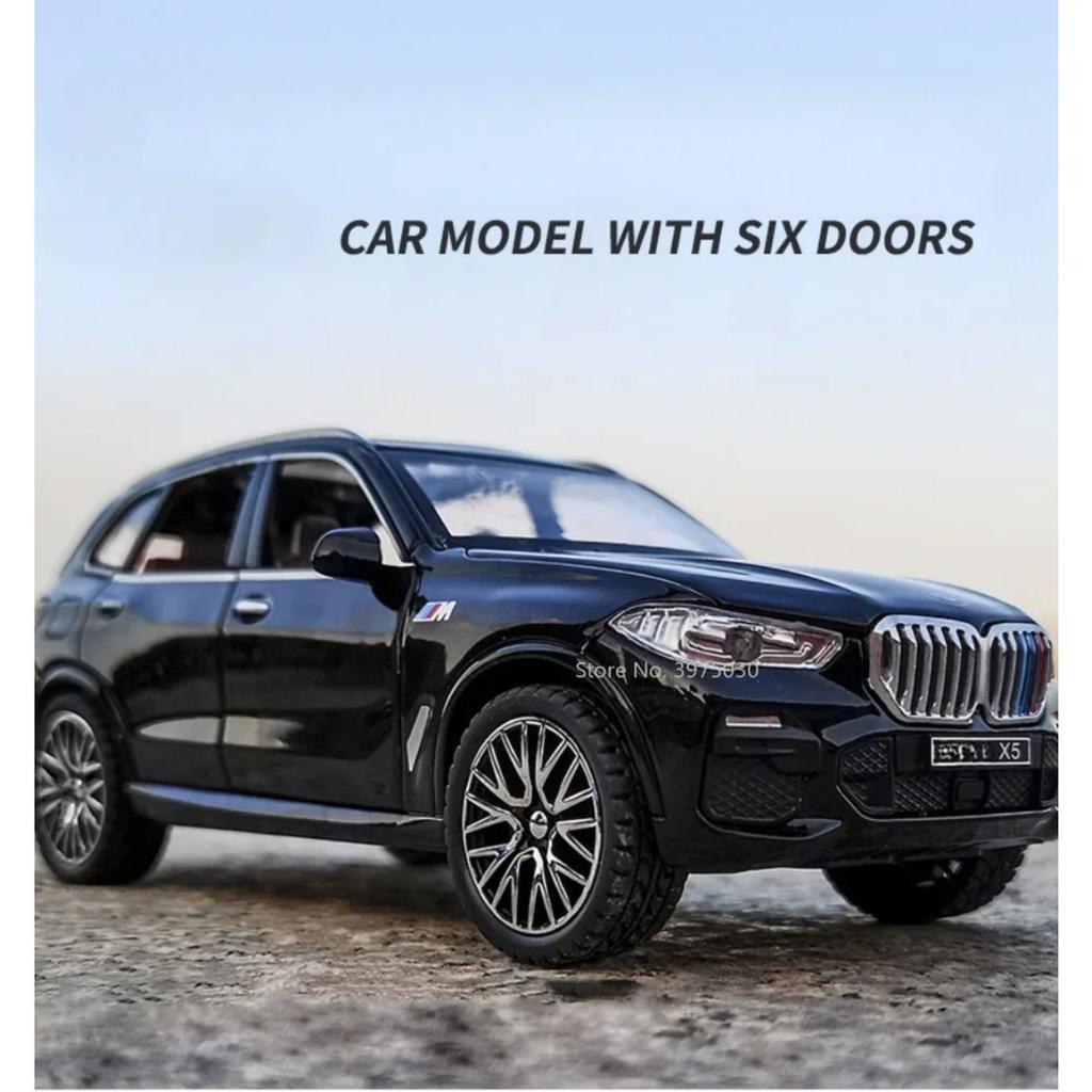 1/32 BMW X5 SUV Alloy Car Model Toy Scale Simulation Off Road Vehicle with Sound Light Pull Back Ornaments Collectibles for Children